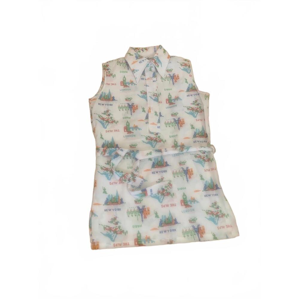 Vintage Novelty Print Travel Theme tunic